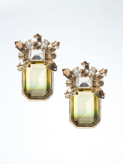 Banana Republic Ombre Stone Stud Earrings - Green