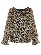 Banana Republic Womens Leopard Print Poet-sleeve Top Leopard Print Size S