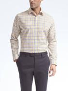Banana Republic Mens Camden Fit Non Iron Cross Plaid Shirt - Yellow