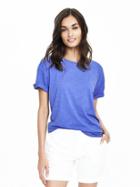 Banana Republic Womens Roll Sleeve Crew Tee Size L - Patchwork Blue