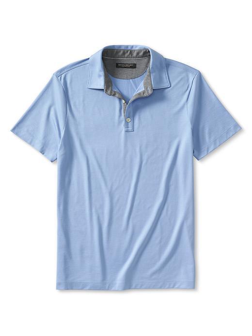 Banana Republic Mens Tailored Cotton/silk Polo Size L Tall - Cool Water