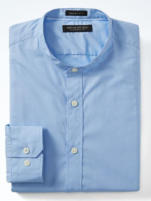 Banana Republic Mens Grant Fit Supima Cotton Blue Shirt - Wind Blue