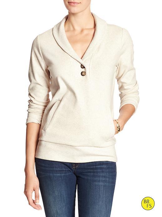 Banana Republic Womens Factory Shawl Collar Pullover Size L - Light Oatmeal Heather