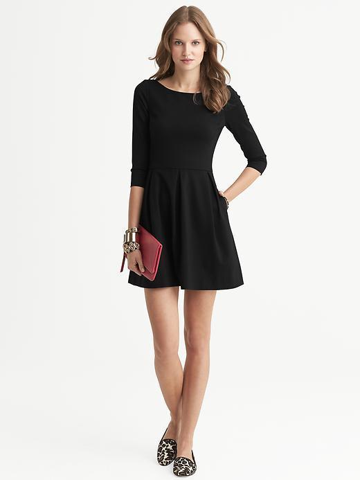 Banana Republic Ponte Fit And Flare Dress - Black
