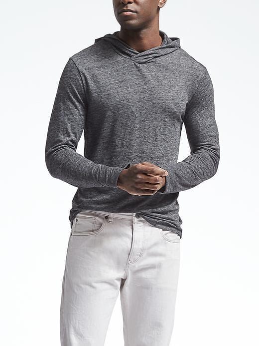 Banana Republic Mens Vintage Hooded Sweatshirt - Gray Texture