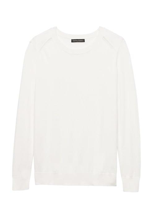 Banana Republic Womens Silk Cotton Crew-neck Sweater Ivory Size S