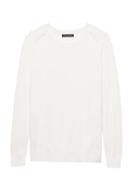 Banana Republic Womens Silk Cotton Crew-neck Sweater Ivory Size S