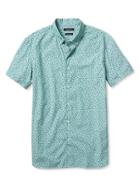 Banana Republic Mens Short Sleeve Print Custom 078 Wash Shirt Size L Tall - Emerald Cove