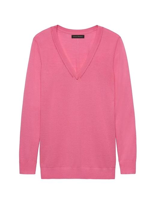 Banana Republic Womens Machine-washable Merino V-neck Sweater Pink Reef Size S