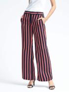 Banana Republic Womens Stripe Wide Leg Trouser - Bright Coral