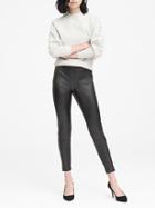 Banana Republic Womens Petite Devon Legging-fit Vegan Leather Pant Black Size 0