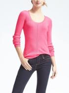 Banana Republic Womens Merino Ribbed Scoop Neck Sweater - Hot Pink