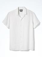 Banana Republic Mens Camden-fit Linen Short-sleeve Shirt White Size Xl