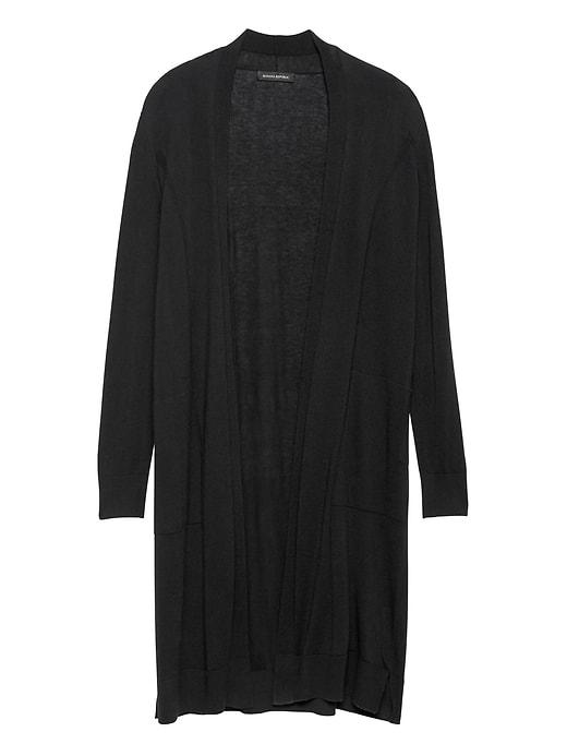 Banana Republic Womens Silk Cotton Duster Cardigan Sweater Black Size Xxs