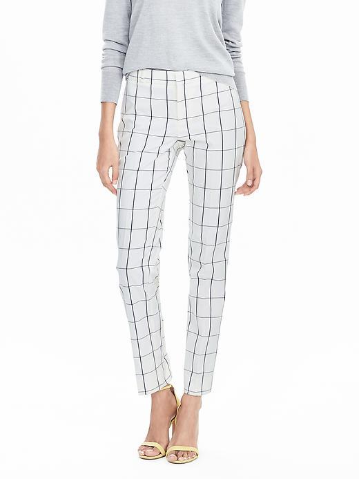 Banana Republic Ryan Fit Windowpane Pant Size 0 Petite - White Print