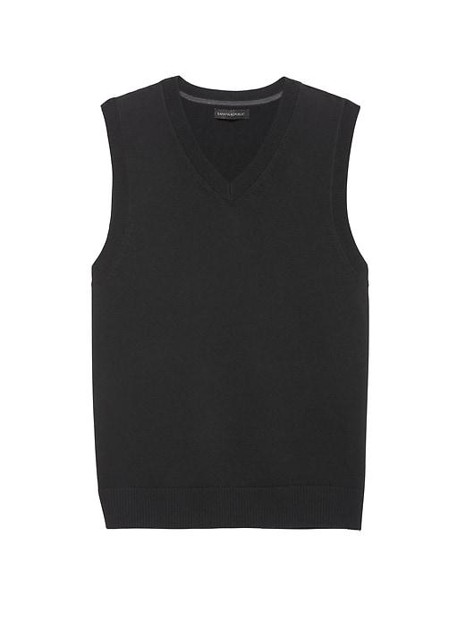 Banana Republic Mens Extra-fine Italian Merino Wool V-neck Sweater Vest Black Size L