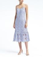 Banana Republic Womens Lace Midi Dress - Cerulean Blue