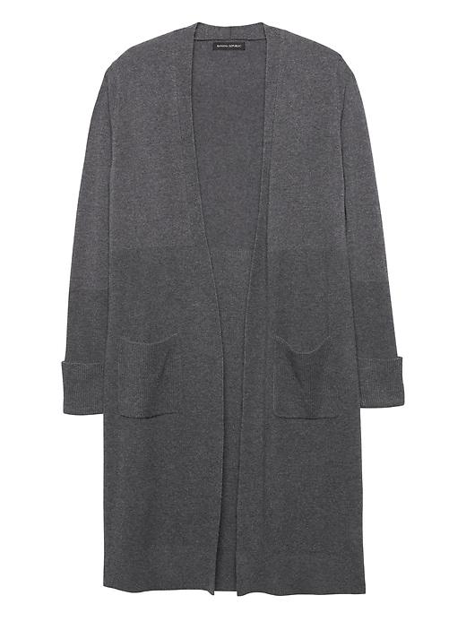 Banana Republic Womens Italian Superloft Ribbed Duster Cardigan Sweater Heathered Charcoal Size Xs