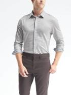 Banana Republic Mens Performance Stripe Pique Shirt - Gray