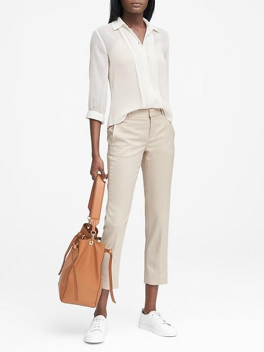 Banana Republic Womens Avery Straight-fit Wool-blend Ankle Pant Khaki Size 0