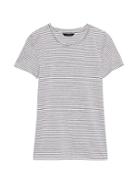 Banana Republic Womens Crew-neck T-shirt Gray Stripe Supima Cotton Size L