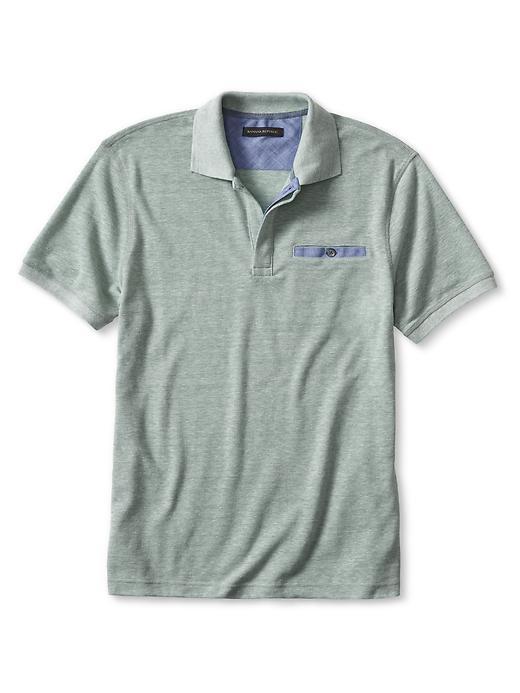 Banana Republic Mens Chest Pocket Pique Polo Size L - Shark Skin