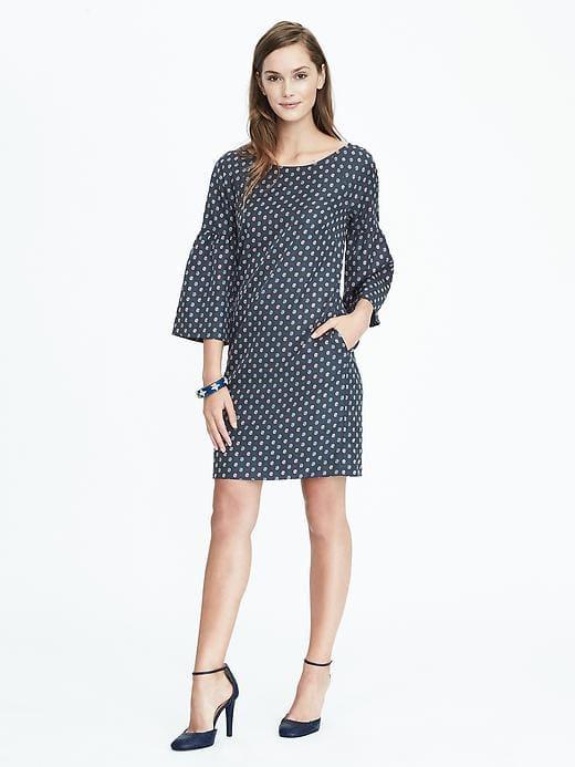 Banana Republic Womens Bell Sleeve Print Dress - Teal