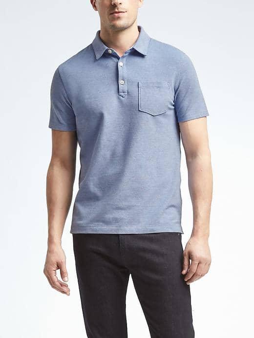 Banana Republic Mens Performance Pique Polo - Antique Blue