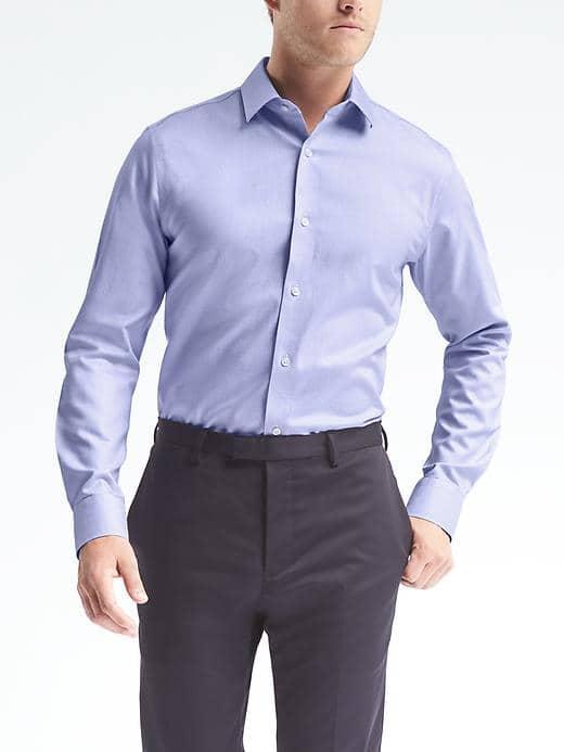 Banana Republic Mens Camden Fit Non Iron Shirt - Light Blue