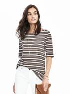 Banana Republic Womens Stripe Boatneck Top Size L - Pacific Taupe