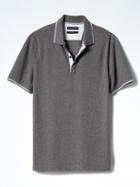 Banana Republic Mens Tipped Pique Polo - Gray Sky