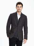 Banana Republic Mens Slim Grey Windowpane Wool Sport Coat Size 36 Regular - Dark Charcoal