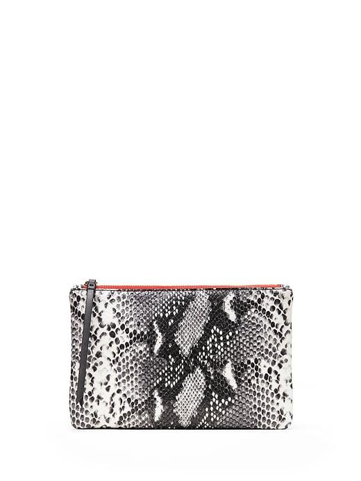 Banana Republic Womens Snake Print Medium Zip Pouch Black & White Size One Size