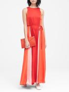 Banana Republic Womens Paneled Maxi Dress Ultra Red, Orange & White Peach Size 0