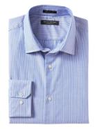 Banana Republic Mens Grant Slim Fit Supima Cotton Stripe Shirt - Riviera Blue