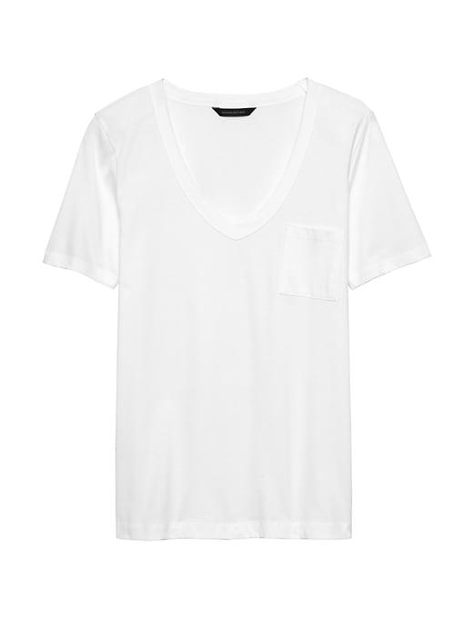 Banana Republic Womens Supima Cotton Pocket V-neck T-shirt White Size L
