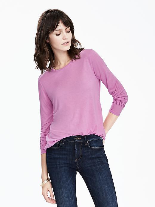 Banana Republic Womens Cotton Modal Crew Tee Size L - Neon Violet