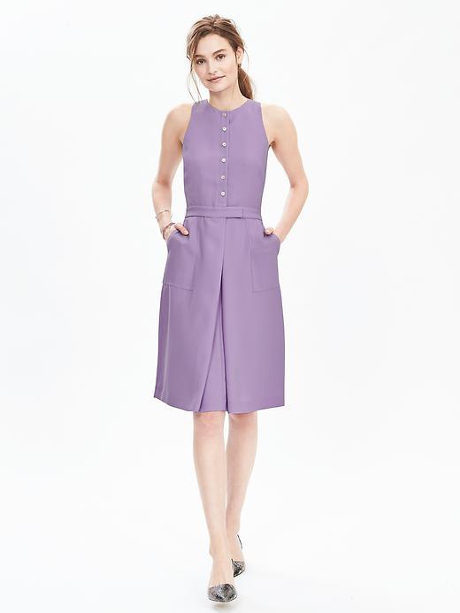Banana Republic Womens Button Front Crepe Pocket Dress Size 0 - Summer Lilac