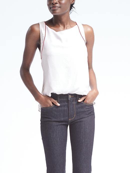 Banana Republic Womens Easy Care Cutaway Framed Top - White