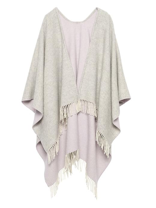 Banana Republic Womens Pop-color Wool Blend Poncho Heather Light Gray Size One Size