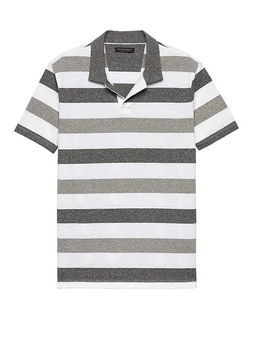 Banana Republic Mens Luxury-touch Stripe Polo Shirt Gray & Charcoal Stripe Size Xxs