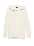Banana Republic Womens Petite Italian Merino-blend Sweater Hoodie Ivory Size M