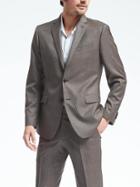 Banana Republic Mens Slim Brown Windowpane Wool Suit Jacket - Brown