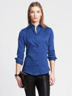 Banana Republic Womens Fitted Non Iron Sateen Shirt Size 0 - Blue Dusk