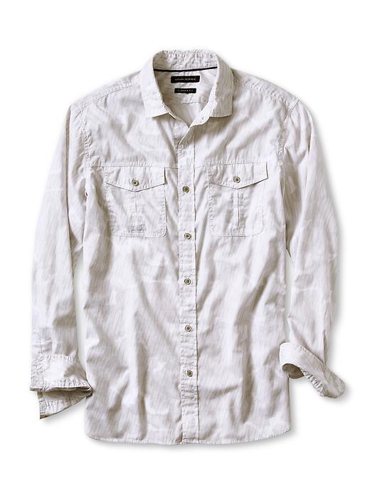 Banana Republic Mens Camden Fit Camo Utility Shirt Size L Tall - White