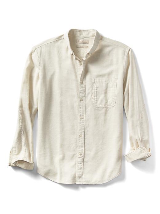 Banana Republic Mens Heritage Camden Fit Solid Shirt - Light Oatmeal Heather