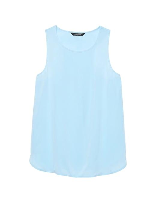 Banana Republic Womens Petite Life In Motion Washable Stretch Silk Racerback Tank Light Blue Size Xs
