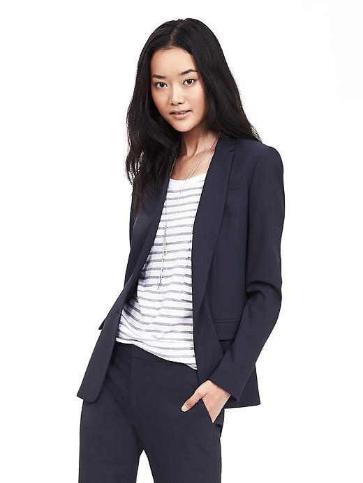 Banana Republic Womens Navy Lightweight Wool Blazer Size 0 Petite - Navy