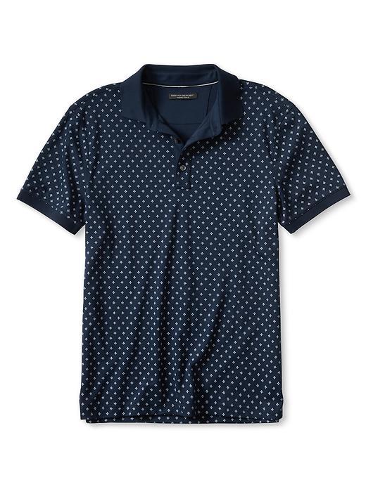 Banana Republic Mens Print Luxe Touch Polo Size L Tall - Navy