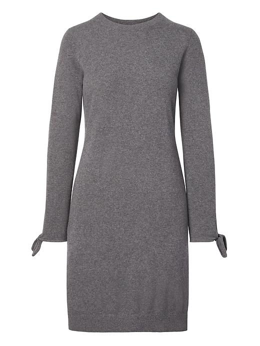 Banana Republic Womens Italian Superloft Tie-sleeve Sweater Dress Heather Charcoal Size L